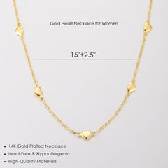 Turandoss Dainty Heart Necklace for Women 14K Gold Plated Choker Chain Non Tarnish Teen Trendy Stuff Jewelry 7 8 9 10 11 12 13 14 Year Old Girls Valentines day Gifts for Women Girl