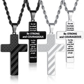 Turandoss 2PCS Cross Necklace for Men Boys- Silver Black Stainless Steel Pendant Necklaces, Birthday Gift, Surprise Valentine's Day Gifts from Wife