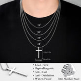 Turandoss 2 Pcs Black Silver Cross Necklace for Men Inspirational Bible Verse Cross Chain for Men Stainless Steel Cross Pendant Box Chain 18-24 inch Easter Birthday Gifts for Men Husband