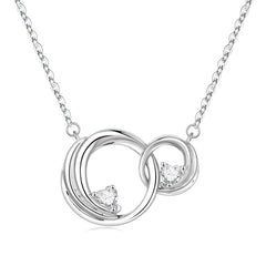Turandoss Sterling Silver Interlocking Circle Pendant Necklace for Mom Daughter CZ Heart Trend Jewelry Birthday Teacher Appreciation Mothers Day Graduation Gifts for Her Kids Teen Girls Wife Ideas
