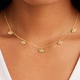 Turandoss Gold Evil Eye Choker Necklace for Women Trendy - Dainty Cubic Zirconia Charm Necklaces, Gold Jewelry for Women, Christmas Gifts, 15+2.5In