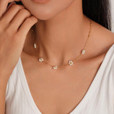 Turandoss 14K Gold Plated Pearl Daisy Pearl Choker Necklace for Women Dainty Charm Daisy Station for Teenage Teen Girl Easter Birthday Gifts Trendy Stuff for Women Teen Girl Gifts