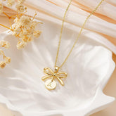 Turandoss Flower Girl Gifts, Bow Coin Initial Necklace Flower Girl Proposal Dainty Letter A-Z Jewelry Gifts From Bride, Wedding Bridal Shower Party Gift for Girls