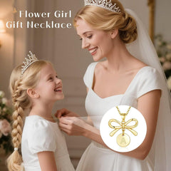Turandoss 4 5 6 7 8 9 10 11 12 13 14 15 16 Year Old Birthday Gifts for Tween Teen Teenage Girl Gift IdeaFlower Girl Gifts Bow Initial Necklace Flower Girl Proposal Dainty Letter A-Z Jewelry