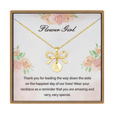 Turandoss Dainty Gold Initial Necklace for Girls Women, Bowknot Disc Necklaces, Flower Girl Gift - Necklace Gifts for Little Girls from Bride, 16+2.5