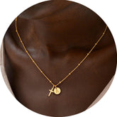 Turandoss Dainty Gold Cross Initial Necklace for Women Girls - Disc Letter Pendant Necklace Trendy, Birthday Gifts for Women, Jewelry for Her, 16+2.5