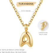 Turandoss 14K Gold Plated Bubble Initial Choker Necklace for Women Girls - Dainty Letter A-Z Chunky In Pendant Jewelry Cute Stuff for Teen Girls, Personalized Birthday Gifts for Women Girls