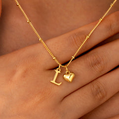 Turandoss Dainty Heart Initial Necklaces for Women 14K Gold Plated Heart Letter A-Z Pendant Jewelry Personalized Valentines Day Birthday Gifts for Women Teen Girls Trendy