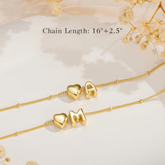 Turandoss Gold Initial Necklaces for Women - 14K Gold Plated Initial Heart Necklace for Women Heart Letter A Necklace Cute Dainty Girls Lockets Necklaces Personalized Jewelry Birthday Gifts
