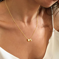 Turandoss Gold Initial Necklaces for Women - 14K Gold Plated Initial Heart Necklace for Women Heart Letter A Necklace Cute Dainty Girls Lockets Necklaces Personalized Jewelry Birthday Gifts