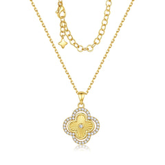 Turandoss Clover Necklace for Women Dainty 14K Gold Plated CZ Pendant Necklaces Colorful Four Leaf Clover Pendant Necklace Lucky Gold Charm Necklaces Lucky Jewelry Gifts for Women