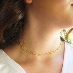 Oval Link Chain Dainty Gold Choker Necklaces