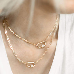 Oval Screw Clasp Dainty Paperclip Chain Necklace