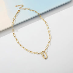 Oval Screw Clasp Dainty Paperclip Chain Necklace