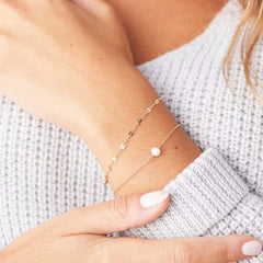 Women's Pearl&Chain Dainty Gold Bracelets