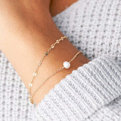 Women's Pearl&Chain Dainty Gold Bracelets