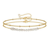 Pearls&Beads Chain Dainty Gold Bracelets for Women
