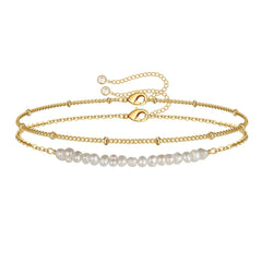 Pearls&Beads Chain Dainty Gold Bracelets for Women