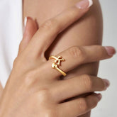 Turandoss Easter Gifts for Kids Teen Girls 14K Gold Plated Initial Letter A Heart Ring Personalized Adjustable Band Rings Easter Basket Stuffers for Toddler Teens Girlfriend Daughter Jewelry Gifts