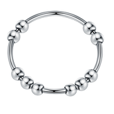 Turandoss S925 Sterling Silver Fidget Rings for Women Men- Dainty Silver Anxiety Spinner Ring with 10 Beads, Birthday Christmas Gifts for Women Men