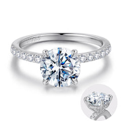 Turandoss 2ct Hidden Halo Engagement Rings for Women 14K White Gold Plated Solid 925 Sterling Silver Cubic Zirconia Solitaire Wedding Anniversary Bands Jewelry Gifts for Women Her