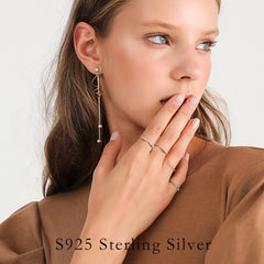 Turandoss S925 Sterling Silver Spinner Ring for Women 18K White Gold Plated Fidget Anxiety Stress Relieving Beads Unisex Jewelry Gifts for Women Men