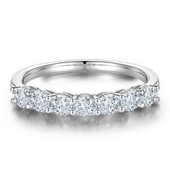 Turandoss Engagement Rings for Women 0.2-0.3ct S925 Sterling Silver 18K White Gold Plated 7 Stone Half Eternity Moissanite Wedding Anniversary Band Jewelry Gifts for Women Wife Girlfriend
