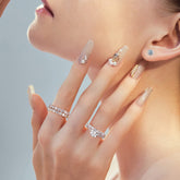 Turandoss Engagement Rings for Women 0.2-0.3Ct S925 Sterling Silver 18K White Gold Plated 7 Stone Half Eternity Moissanite Wedding Anniversary Band Jewelry Gifts for Women Wife Girlfriend