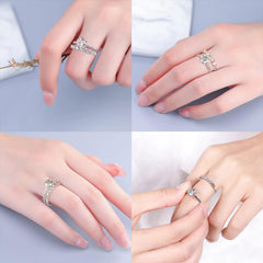 Turandoss Engagement Rings for Women 0.2-0.3Ct S925 Sterling Silver 18K White Gold Plated 7 Stone Half Eternity Moissanite Wedding Anniversary Band Jewelry Gifts for Women Wife Girlfriend