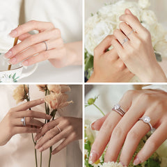 Turandoss Engagement Rings for Women 0.2-0.3Ct 1.8Mm Half Eternity S925 Sterling Silver D Color Vvs1 Stackable Jewelry Moissanite Anniversary Bands for Women Wife