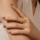 Turandoss Initial Open Rings for Women Girls 14K Gold Plated Non Tarnish Dainty Custom Letter A-Z Heart Charm Adjustable Jewelry Personalized Birthday Gifts for Women Teen Girls