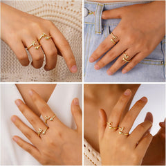 Turandoss Initial Open Rings for Women Girls 14K Gold Plated Non Tarnish Dainty Custom Letter A-Z Heart Charm Adjustable Jewelry Personalized Birthday Gifts for Women Teen Girls