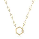 Hexagon Dainty Paperclip Chain Necklace