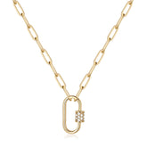 Oval Screw Clasp Dainty Paperclip Chain Necklace