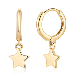 Star Earrings Gold Plated Hoop