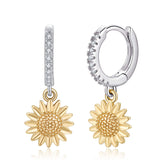 Sunflower Earrings Gold Plated Hoop