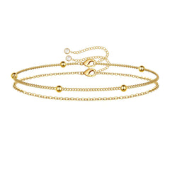 Chain& Beads Chain Dainty Gold Bracelets for Women