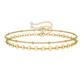 Beads Chain&Coin Chain Dainty Gold Bracelets for Women