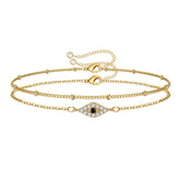 CZ Evil Eye&Beads Chain Dainty Gold Bracelets for Women
