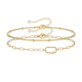 Beads Chain&Oval Screw Clasp Dainty Gold Bracelets for Women