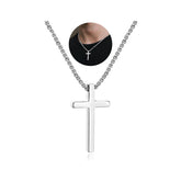 Turandoss Silver Cross Necklace for Men Boys, Stainless Steel Cross Pendant Necklaces, Birthday Gifts for Men, Father, Boyfriend, Boys Fashion Stuff