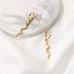 Snake Earrings Gold Plated Hoop