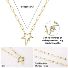 Star Dainty Paperclip Chain Necklace