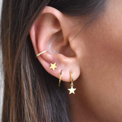 Star Earrings Gold Plated Hoop