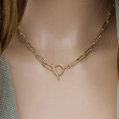 Toggle Clasp Dainty Paperclip Chain Necklace