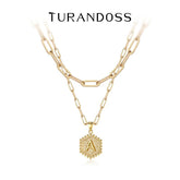 Turandoss 2PCS Dainty Gold Necklace for Women Girls - Layered Initial Pendant Necklaces, Gold Jewelry for Women, Birthday Gifts for Girls 8-18