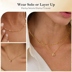 Turandoss 2PCS Dainty Gold Initial Necklaces for Women Trendy, Layered Bubble Pendent Necklace, Gold Jewelry for Women, Birthday Gifts for Her