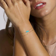 Turquoise&Beads Chain Dainty Gold Bracelets for Women