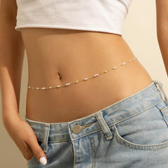 Turandoss Waist Chains for Women 18K Gold Plated Pearl Belly Body Chains Bohemian Beach Bikini Fashion Body Accessories Waterproof Adjustable Body Chain Jewelry for Women Gift