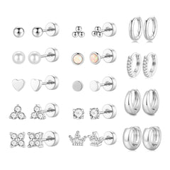 Turandoss Hypoallergenic Flatback Stud Hoop Earrings for Women - Surgical Stainless Steel 14K Gold Plated Earrings Trendy Small Hoops Cartilage Earring Stacks Huggie Jewelry Set for Multiple Piercing
